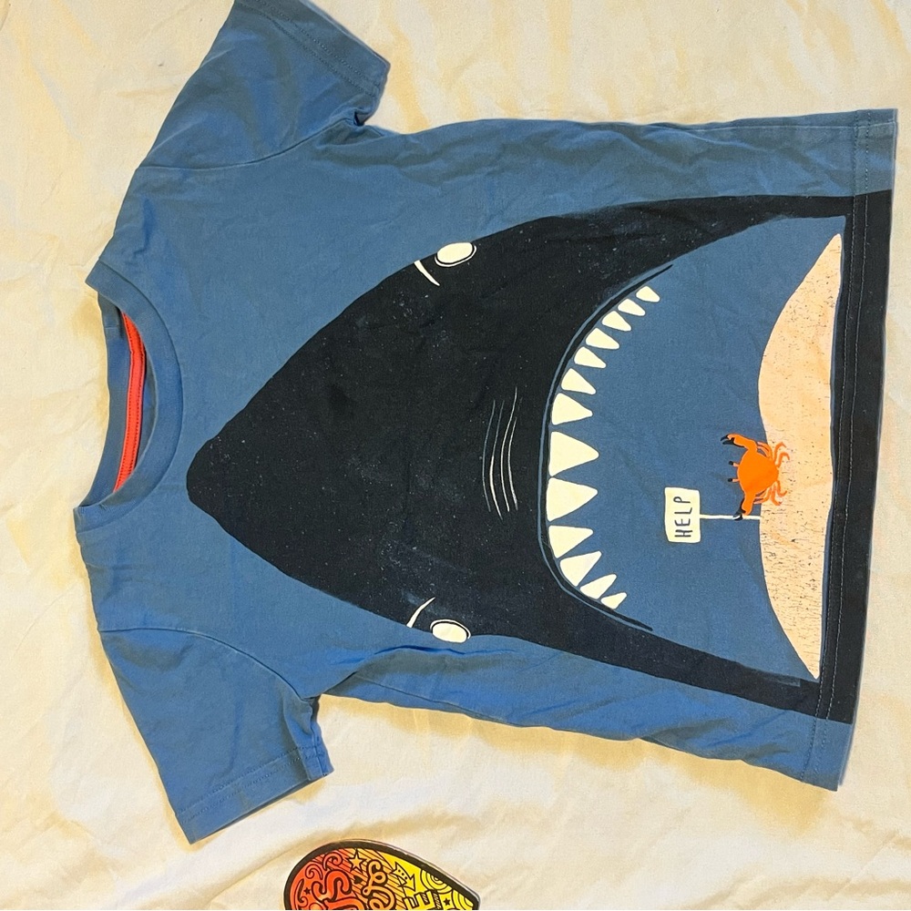 Boden Blue Shark and Crab Kids T-Shirt
